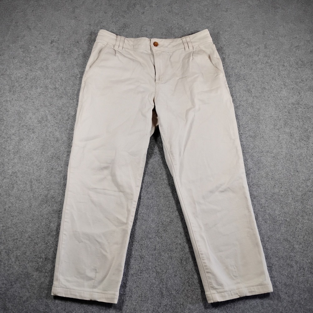 Sezane Trousers  Off-White Organic Cotton‎ Straight Leg Pants Size 8
